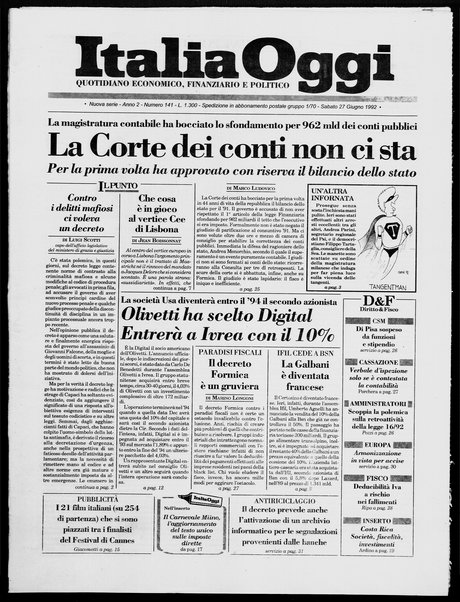 Italia oggi : quotidiano di economia finanza e politica